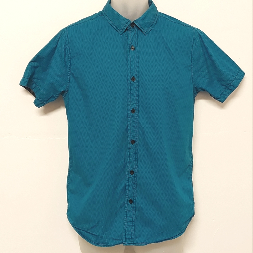 3 for $25- Warehouse One Turquoise Cotton Shirt, Size S